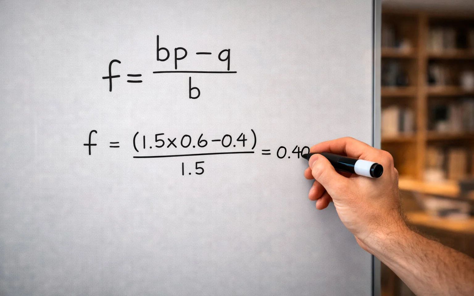 Fórmula matemática escrita en pizarra blanca