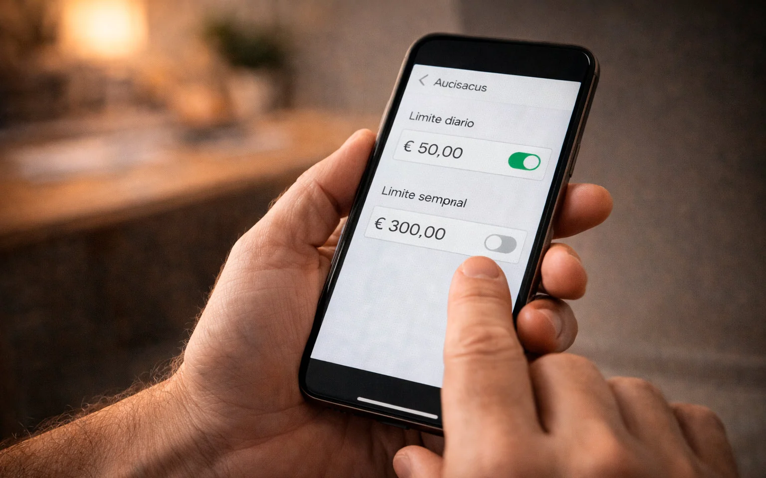 Persona configurando límites de depósito en aplicación de apuestas