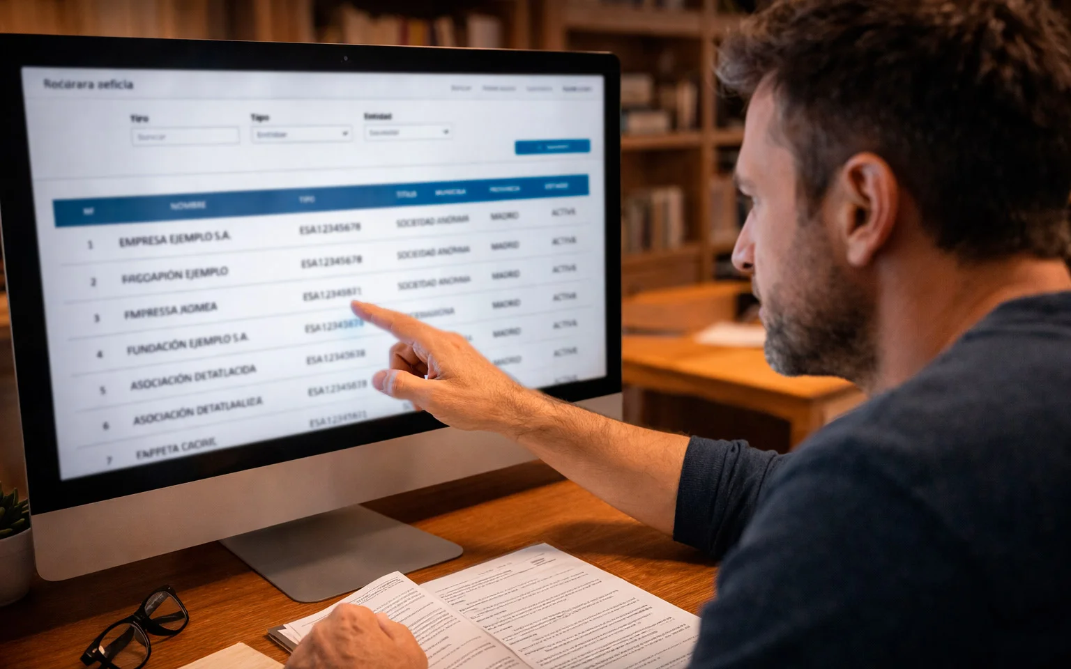 Persona verificando licencia de operador en página web oficial